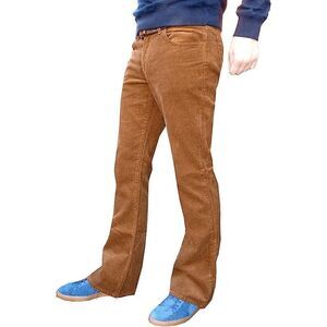 Myths Mens Brown High Rise Boot Cut Corduroy Pants Size 48